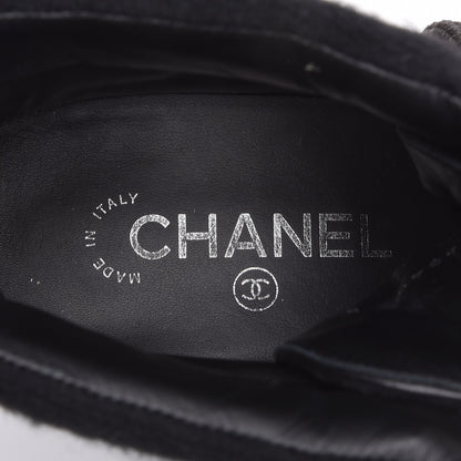 Chanel Tweed Lace Up Combat Boots 40 Black 7 of 8