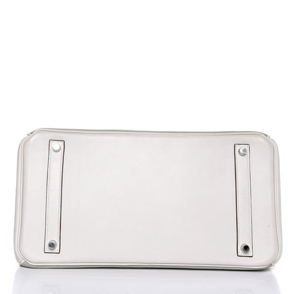 Hermes Swift Ghillies Birkin 35 White Gris Perle 7 of 34