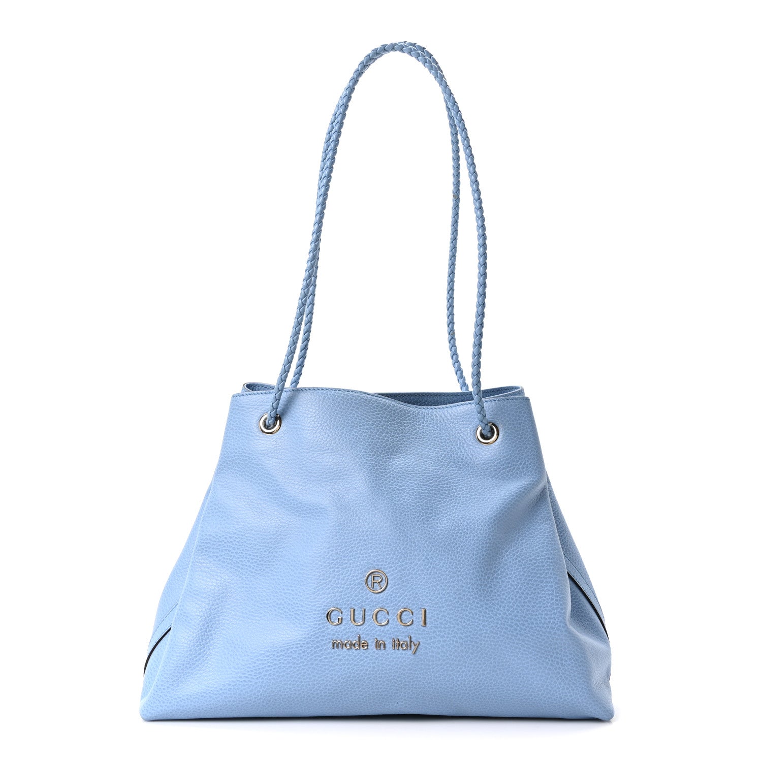 Gucci Calfskin Medium Braided Handle Gifford Tote Blue 1 of 9