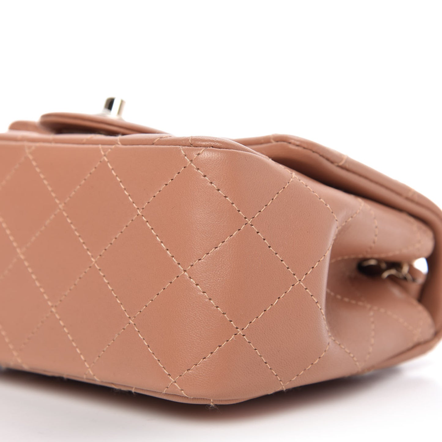Lambskin Quilted Mini Square Flap Brown