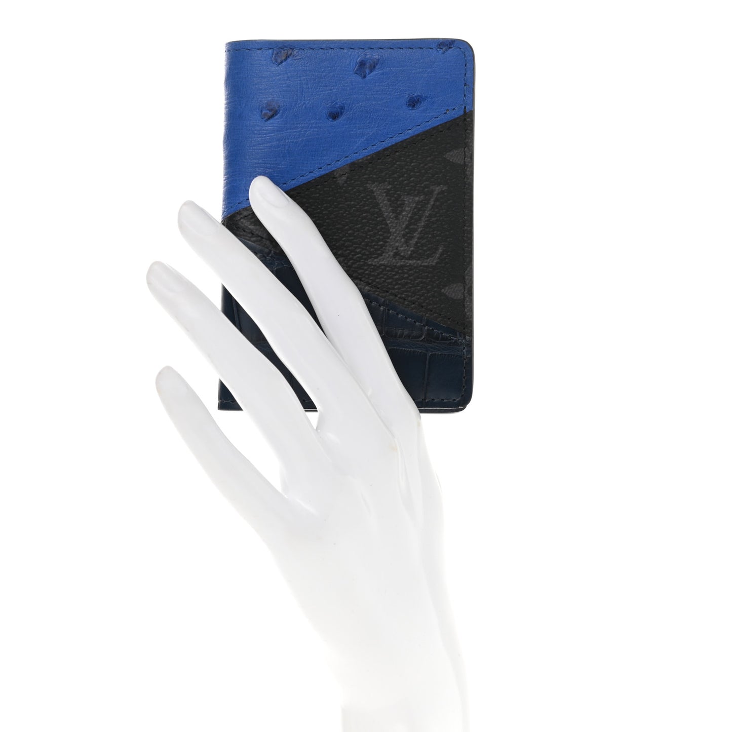 Ostrich Crocodile Pocket Organizer Blue Black