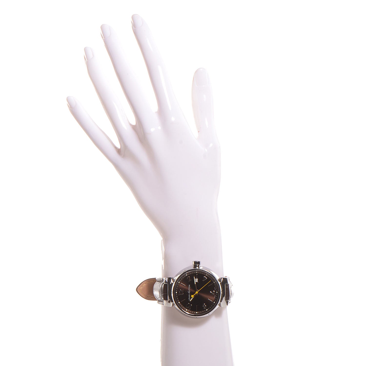 Louis Vuitton Stainless Steel Alligator 39mm Tambour Quartz Watch 2 of 10