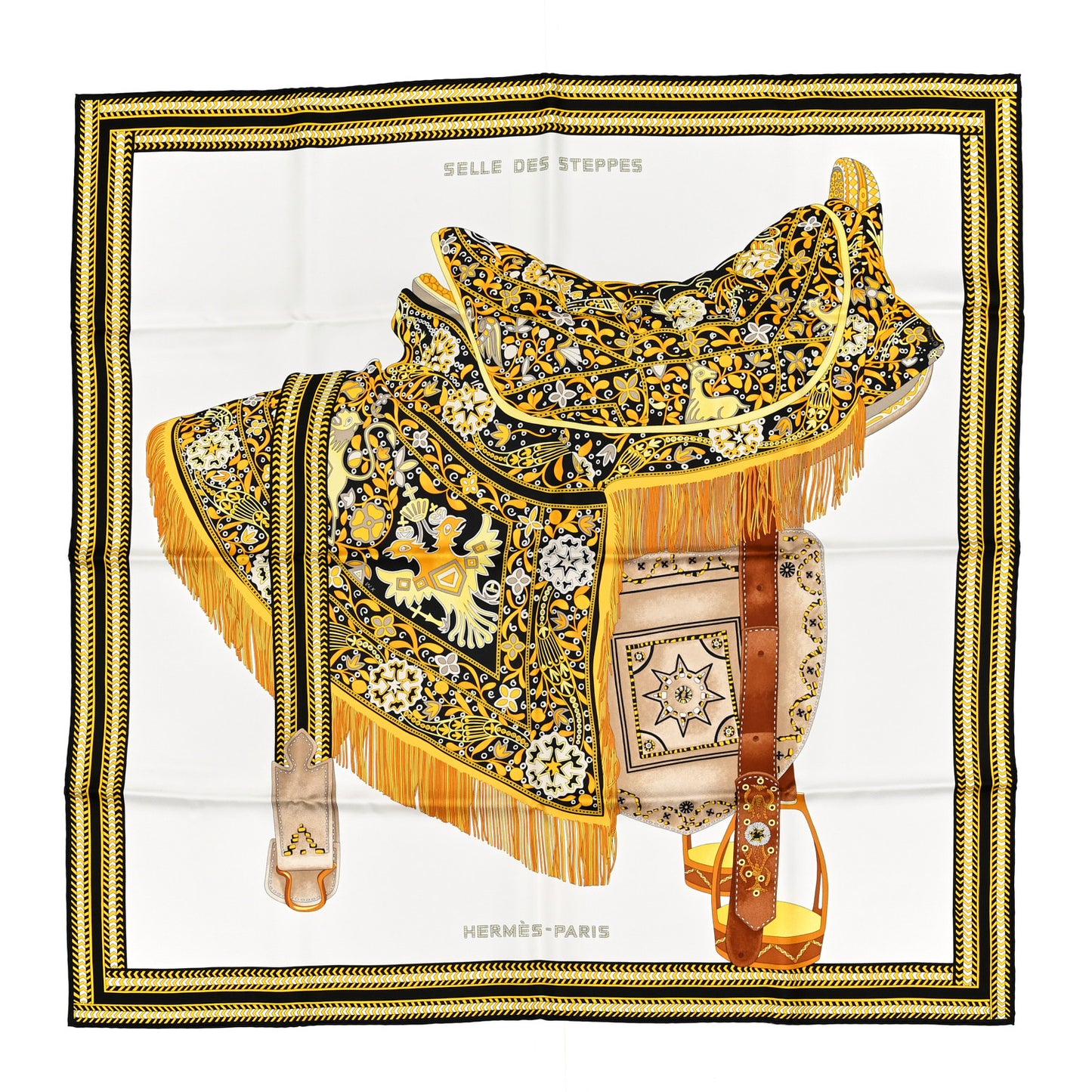 Silk Selle Des Steppes Scarf 90 White Or Black