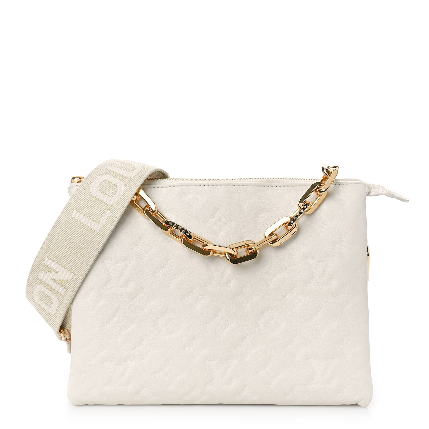 Louis Vuitton Lambskin Embossed Monogram Coussin PM Beige Cream 1 of 8