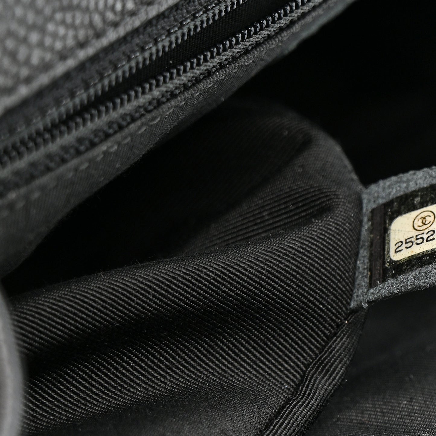 Caviar Chevron Quilted Puffy CC Flap Black
