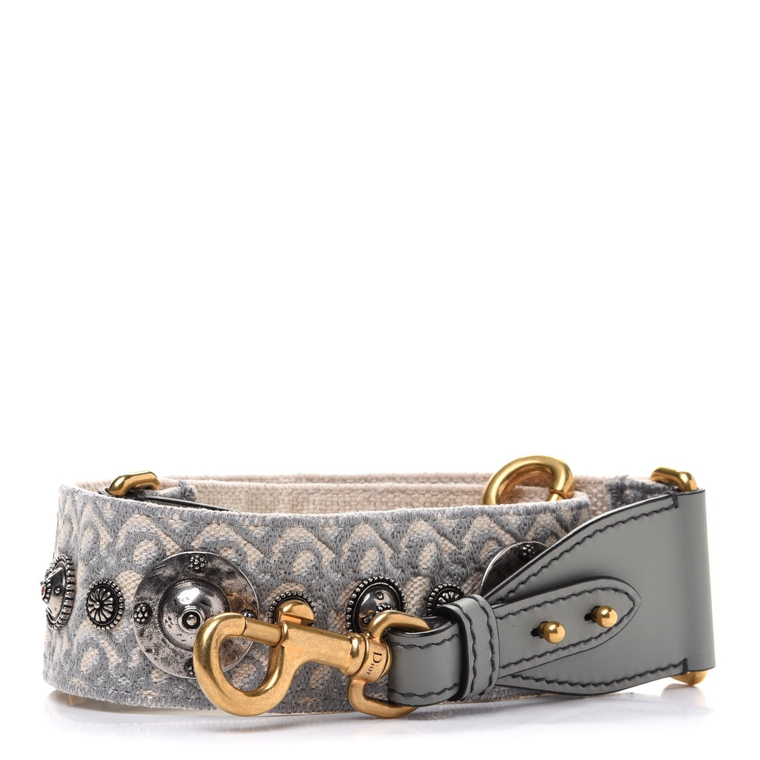 Christian Dior Oblique Studded Shoulder Strap Gris Multicolor 1 of 6