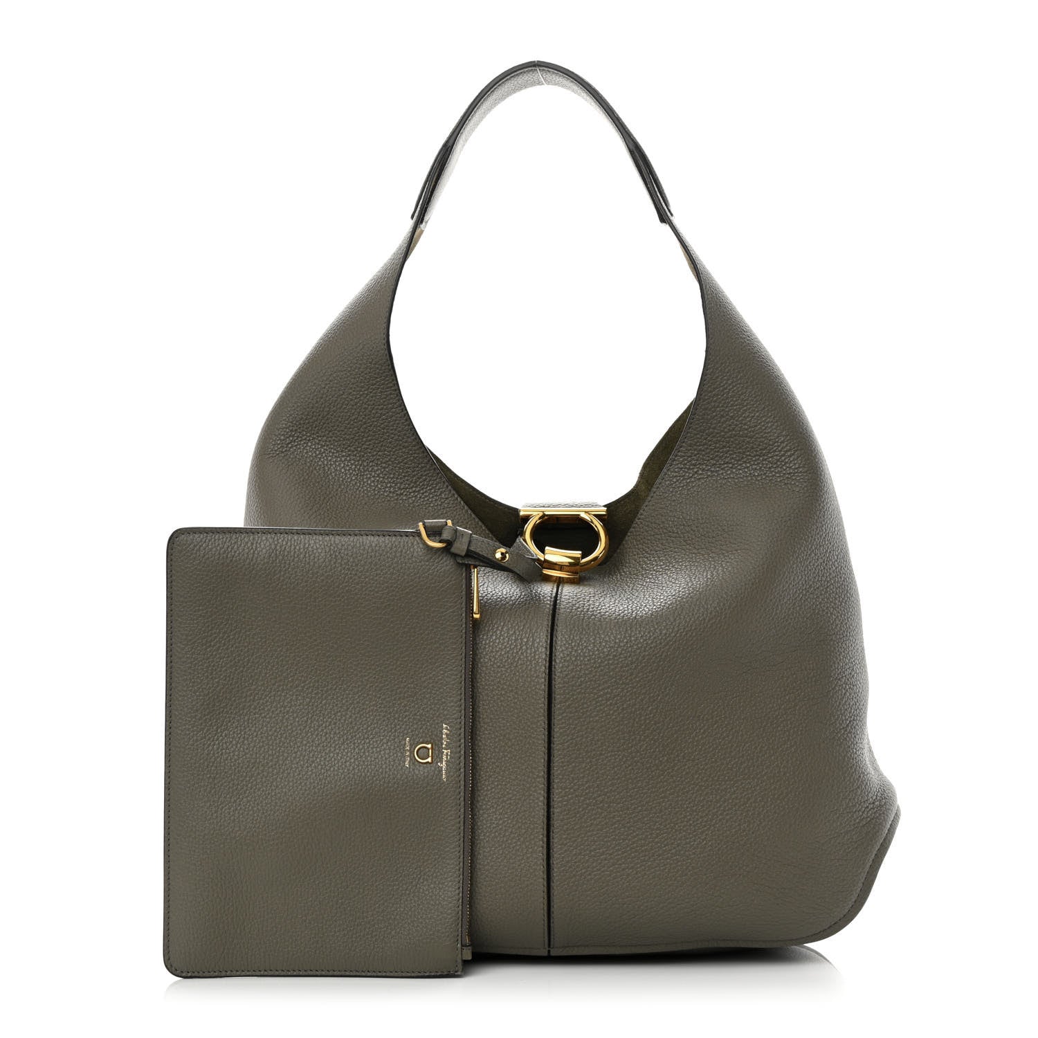 Salvatore Ferragamo Calfskin Margot Hobo Grey 1 of 12