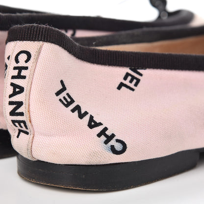 Chanel Printed Canvas Logo Ballet Flats 39.5 Pink Black 14 of 16