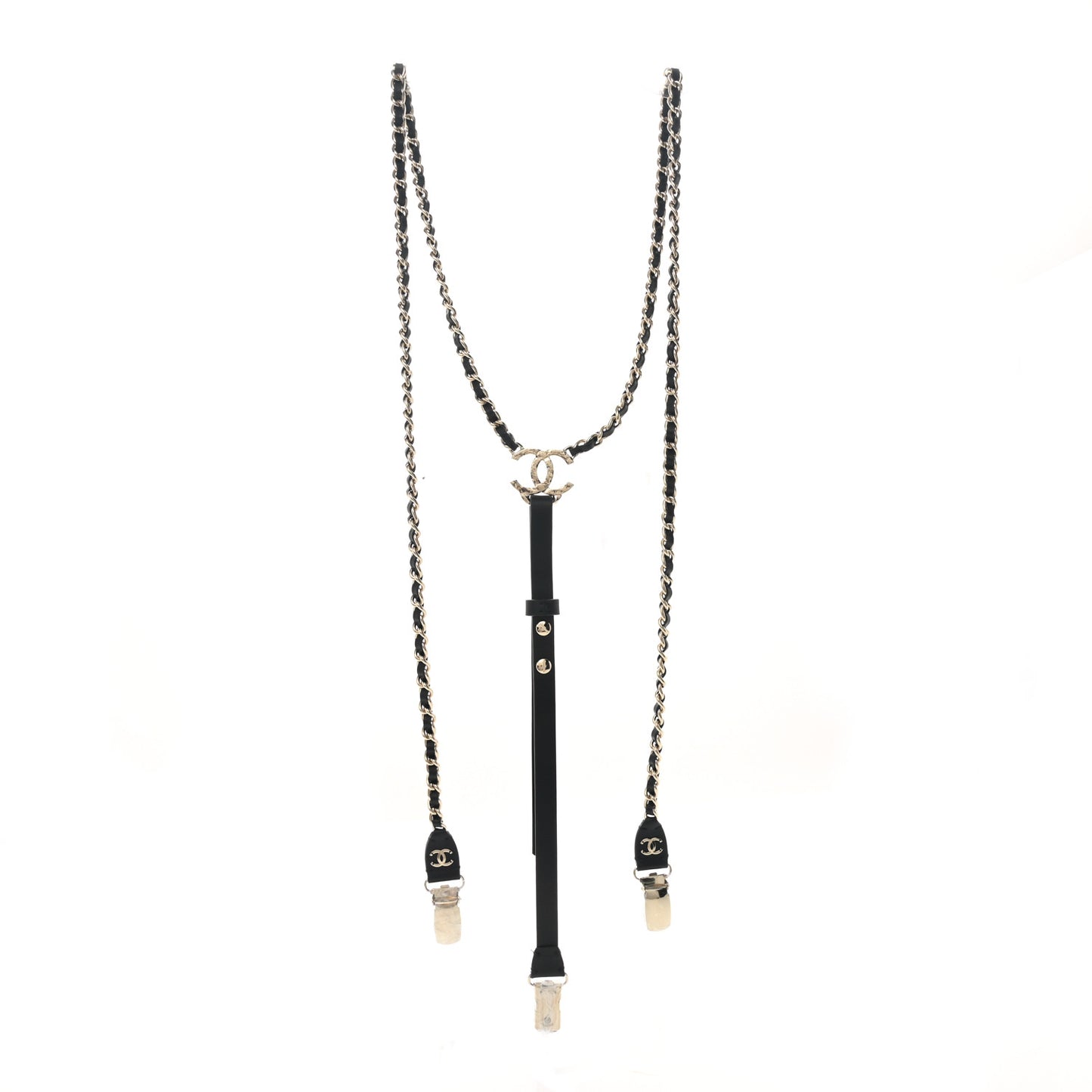 Calfskin CC Chain Suspenders M Black