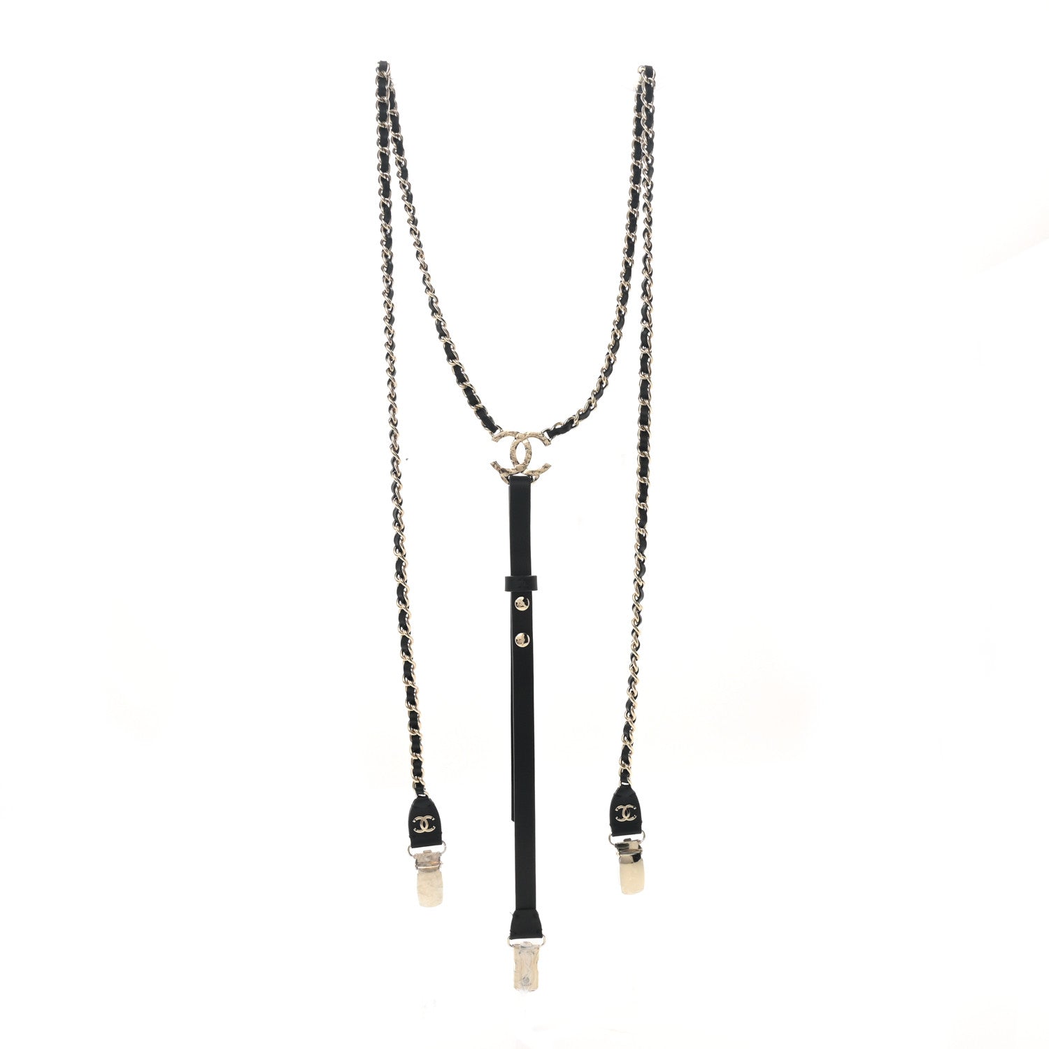 Chanel Calfskin CC Chain Suspenders M Black 1 of 4