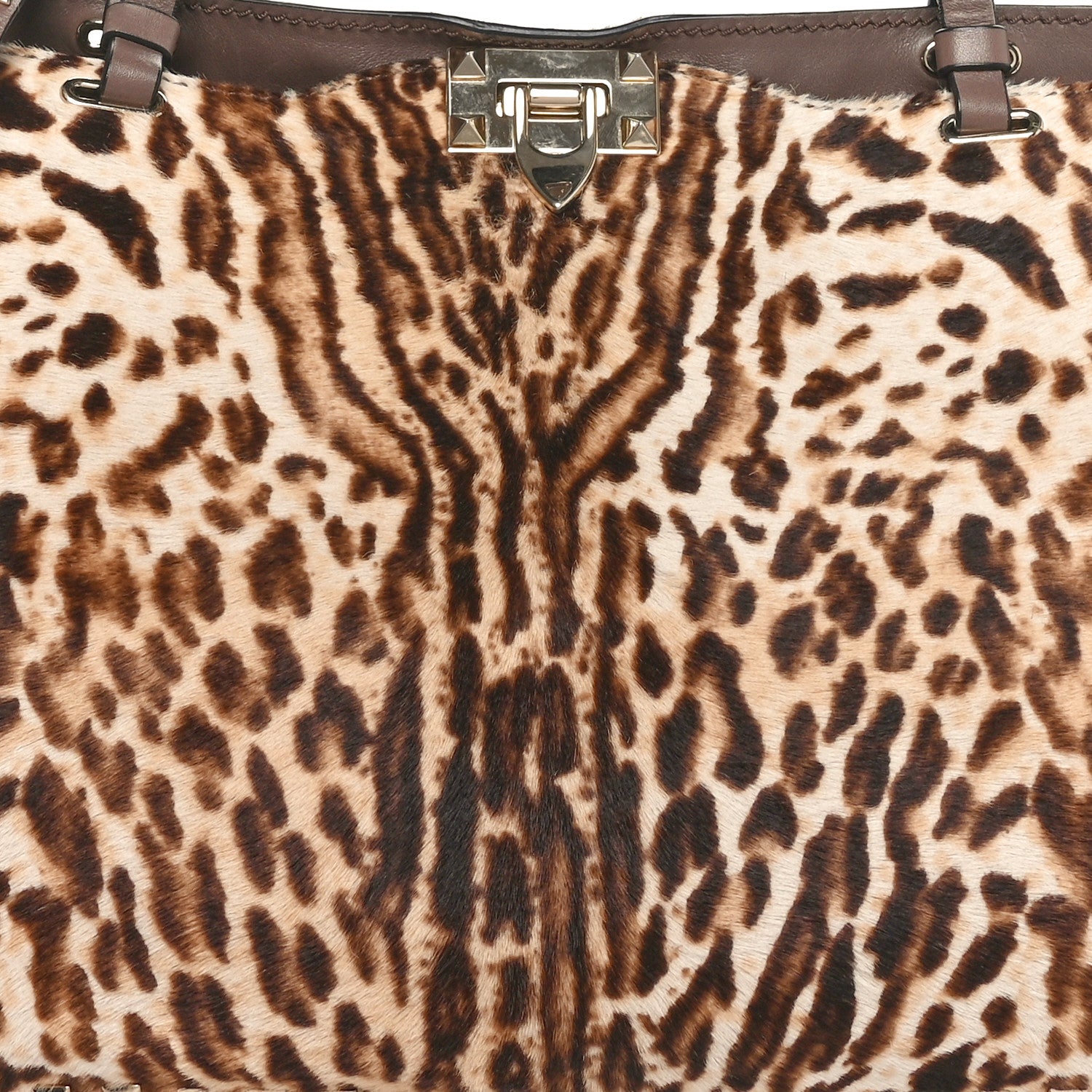 Valentino Garavani Calf Hair Leopard Print Medium Rockstud Tote Leopard 7 of 9