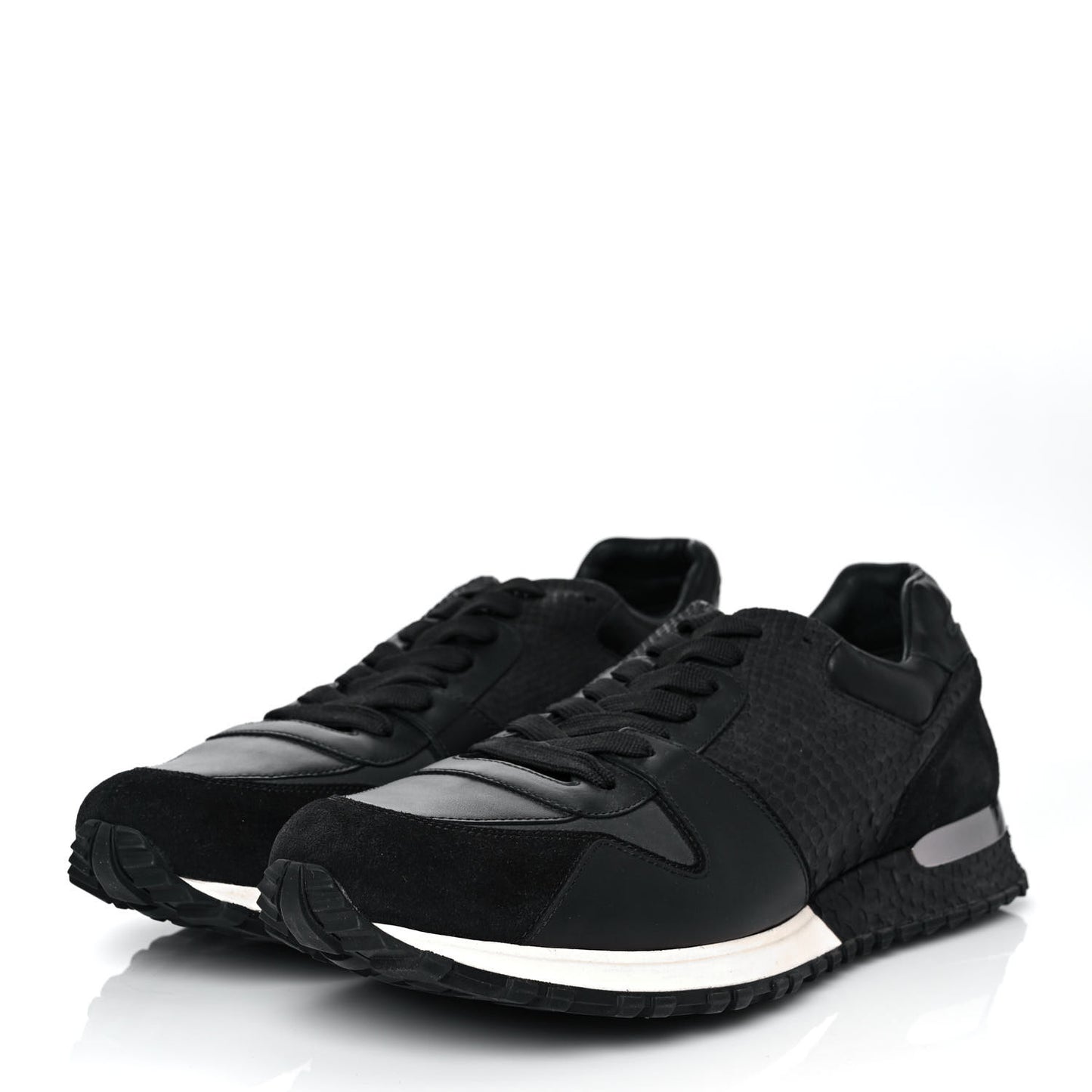 Calfskin Perforated Suede Mens Run Away Sneakers 9.5 Black