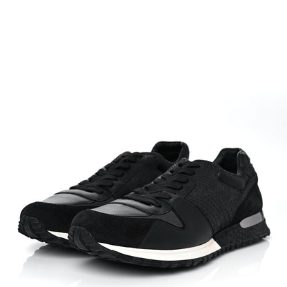Louis Vuitton Calfskin Perforated Suede Mens Run Away Sneakers 9.5 Black 3 of 8