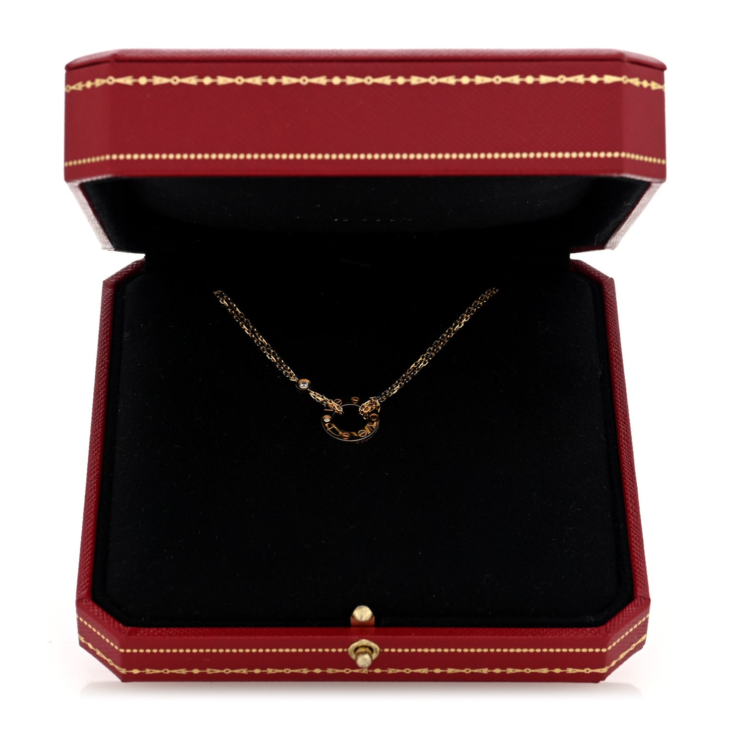 18K Yellow Gold 2 Diamond LOVE Necklace