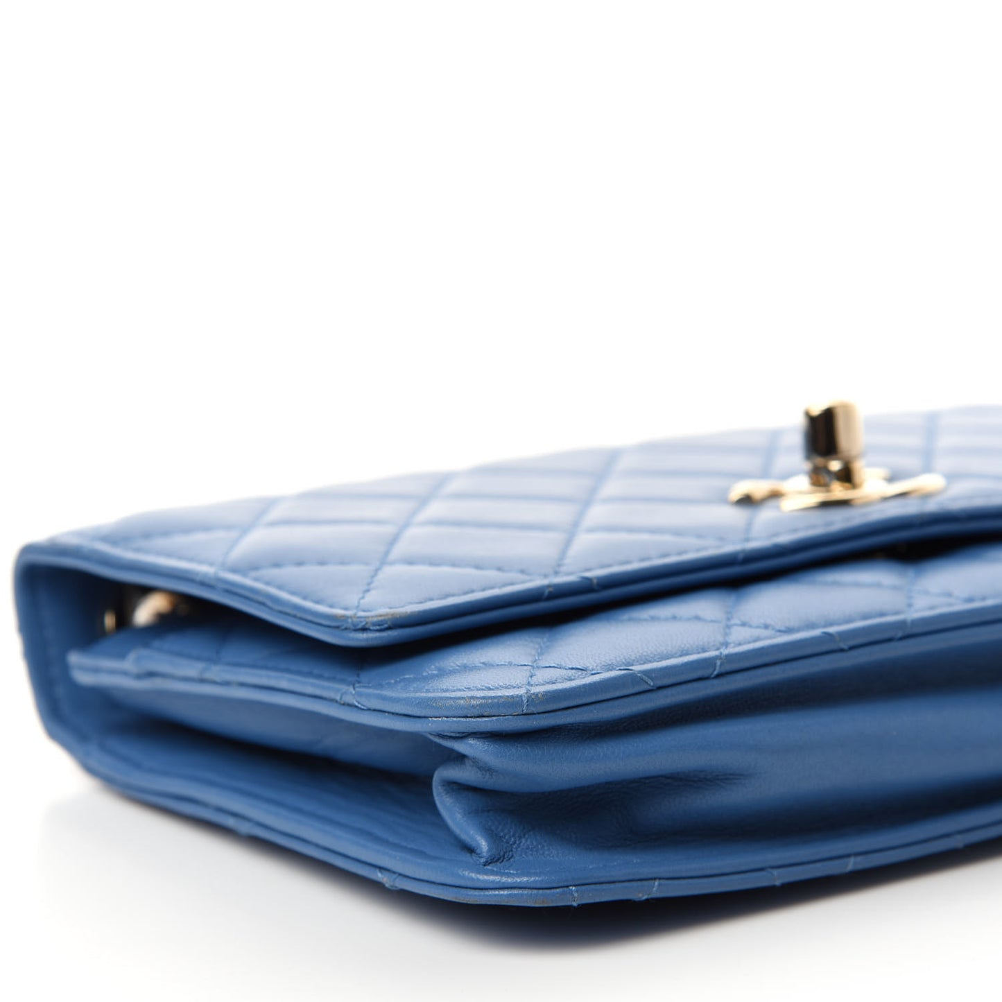 Lambskin Quilted Trendy CC Wallet On Chain WOC Blue