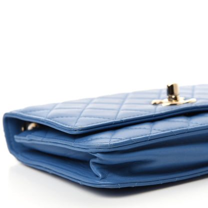 Chanel Lambskin Quilted Trendy CC Wallet On Chain WOC Blue 6 of 12