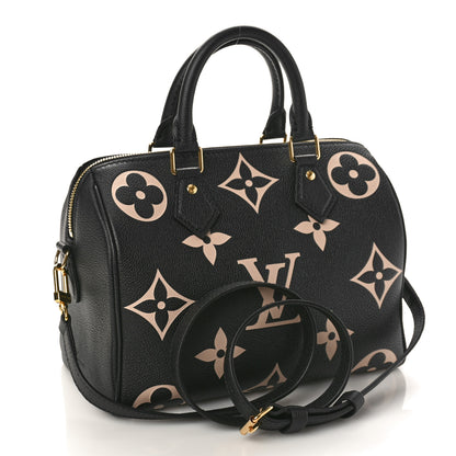 Louis Vuitton Empreinte Monogram Giant Speedy Bandouliere 25 Black Beige 2 of 9