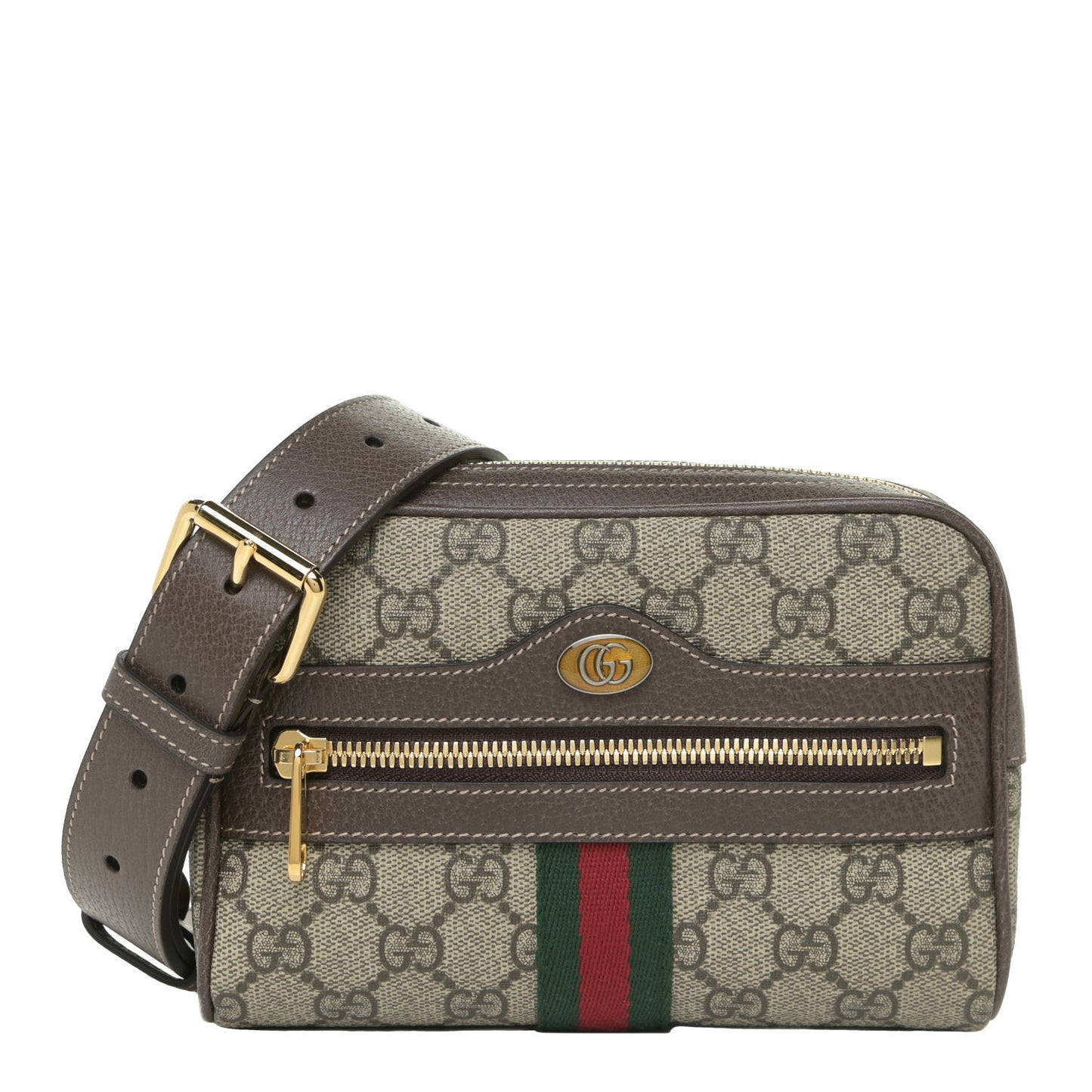 GG Supreme Monogram Web Small Ophidia Belt Bag 95 38 Dark Brown