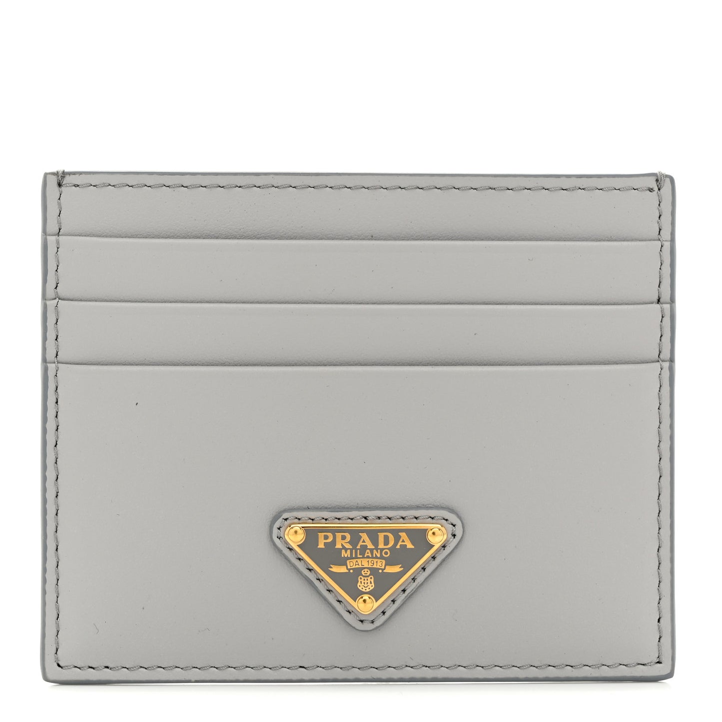 Calfskin Triangle Card Holder Granite Gray