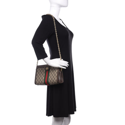 Gucci GG Supreme Monogram Web Small Ophidia Chain Shoulder Bag Brown 2 of 9