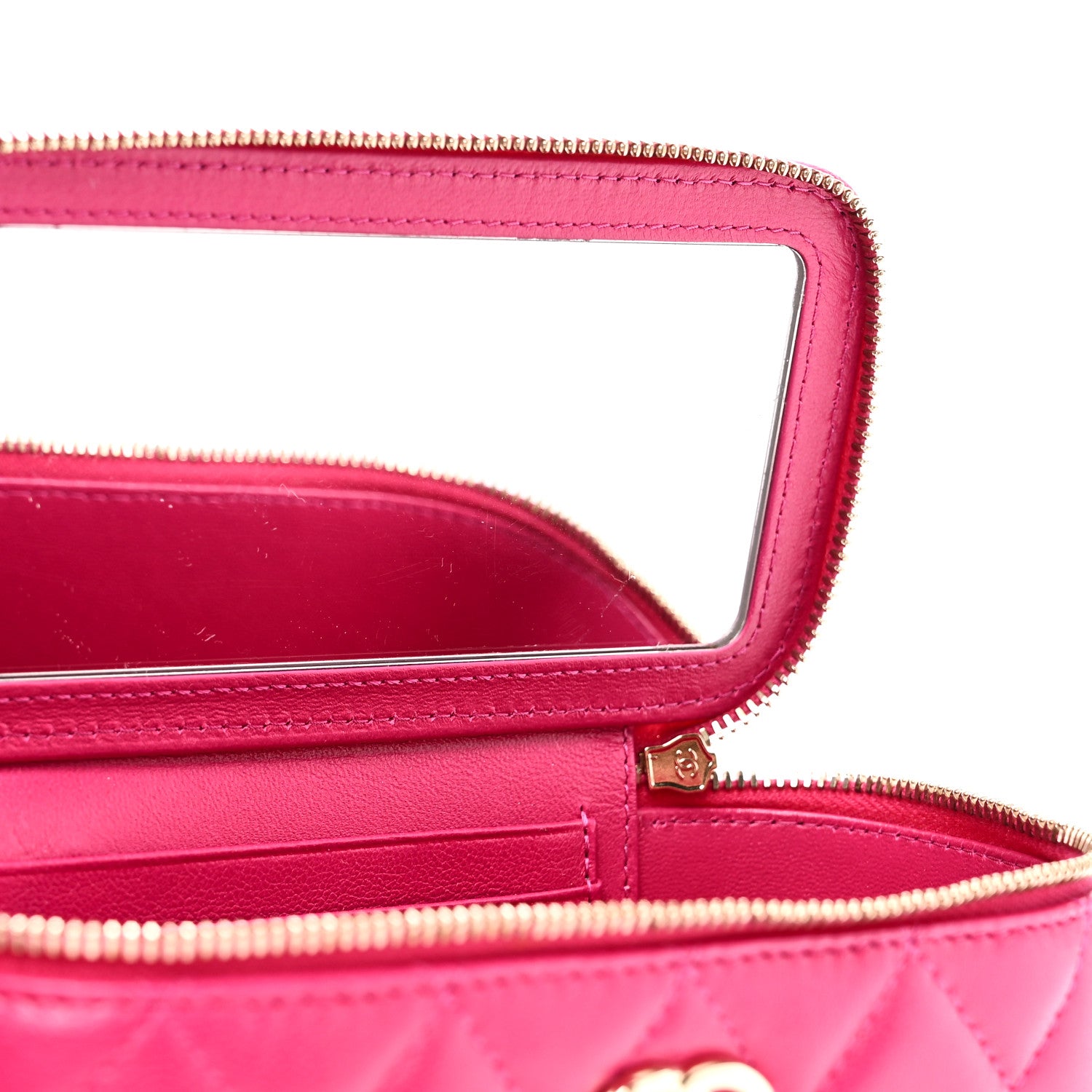 Chanel Lambskin Quilted Small Charming Top Handle Vanity Case With Chain Dark Pink 6 of 12