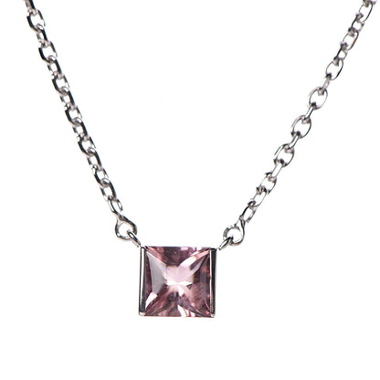 Cartier 18K White Gold Pink Tourmaline Tank Pendant Necklace 4 of 6