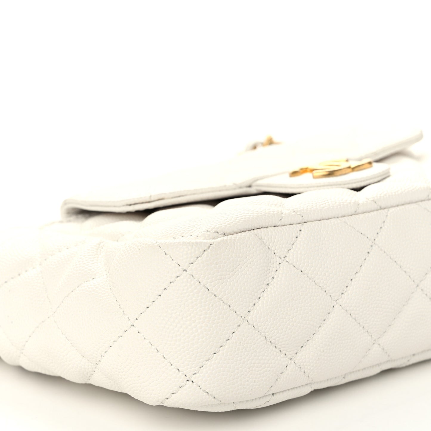 Caviar Quilted Small Wavy CC Hobo White