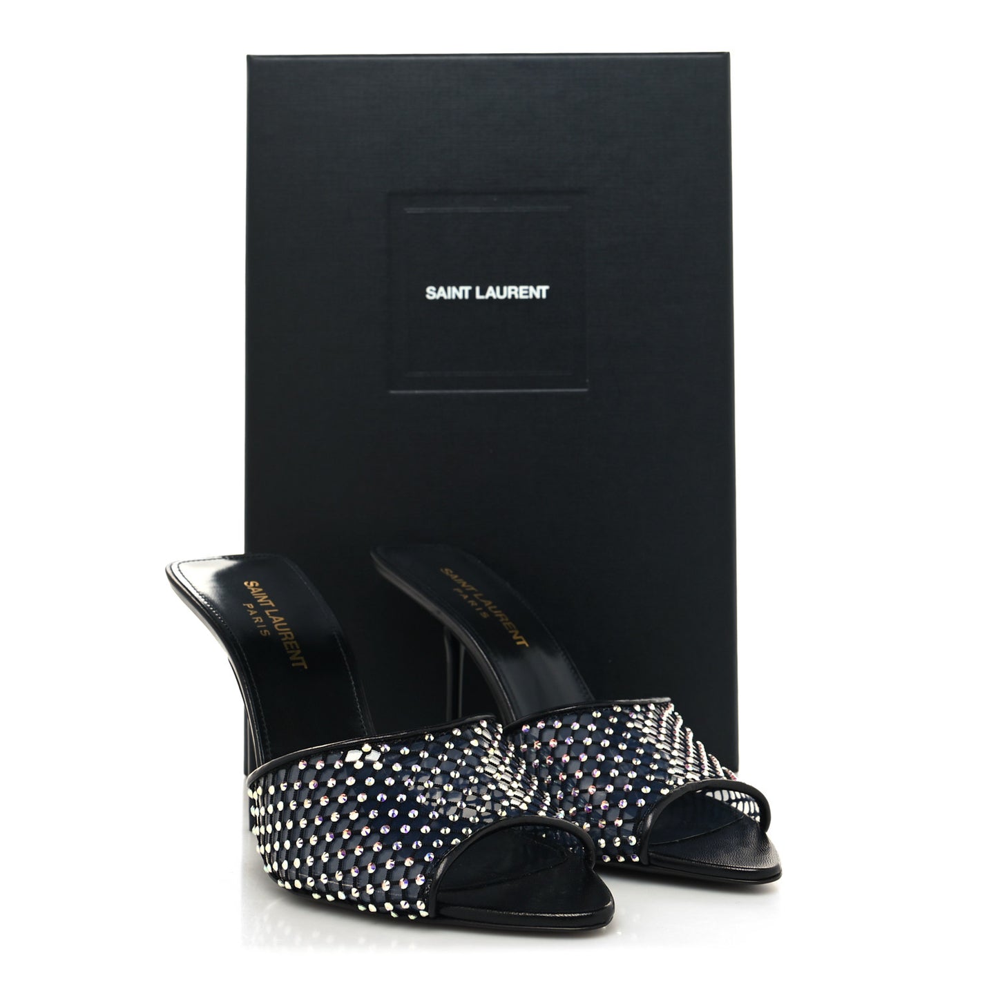 Mesh Strass Giqua 95 Mule Sandals 36.5 Black