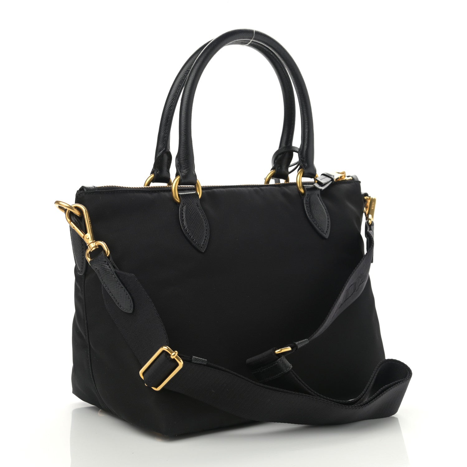 Prada Tessuto Nylon Saffiano Small Satchel Black 3 of 11