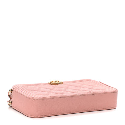Chanel Caviar Quilted Small Boy Clutch With Chain Pink 4 of 14