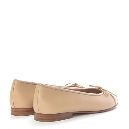 Chanel Lambskin Cap Toe CC Ballerina Flats 36.5 Beige 4 of 10
