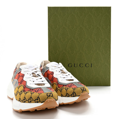Gucci Monogram Multicolor Mens Rhyton Sneakers 10 Yellow Blue Great White Tabasco 10 of 10