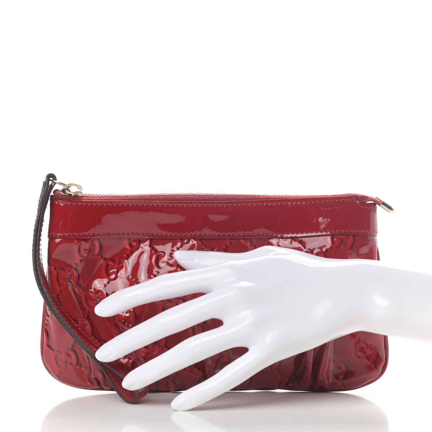 Gucci Patent Guccissima Wristlet Pouch Red 2 of 9