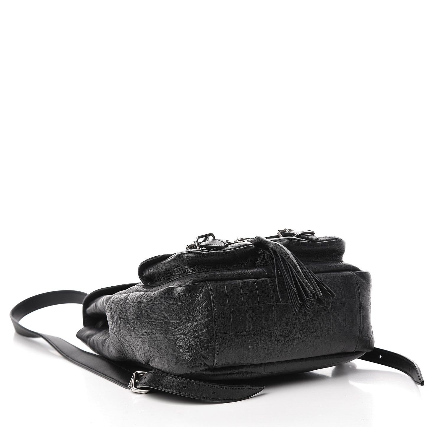 Crocodile Embossed Lambskin Festival Backpack Black