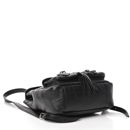 Saint Laurent Crocodile Embossed Lambskin Festival Backpack Black 4 of 11