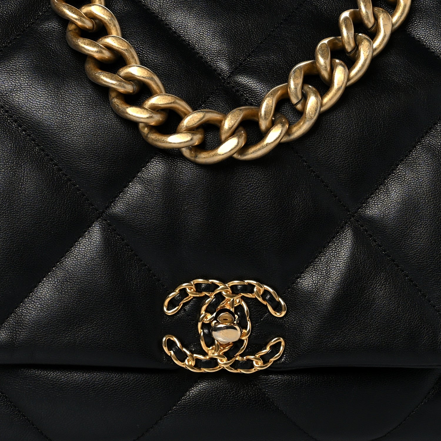 Chanel Goatskin Quilted Maxi Chanel 19 Flap Black 8 of 10
