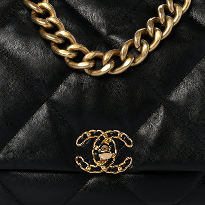 Chanel Goatskin Quilted Maxi Chanel 19 Flap Black 8 of 10