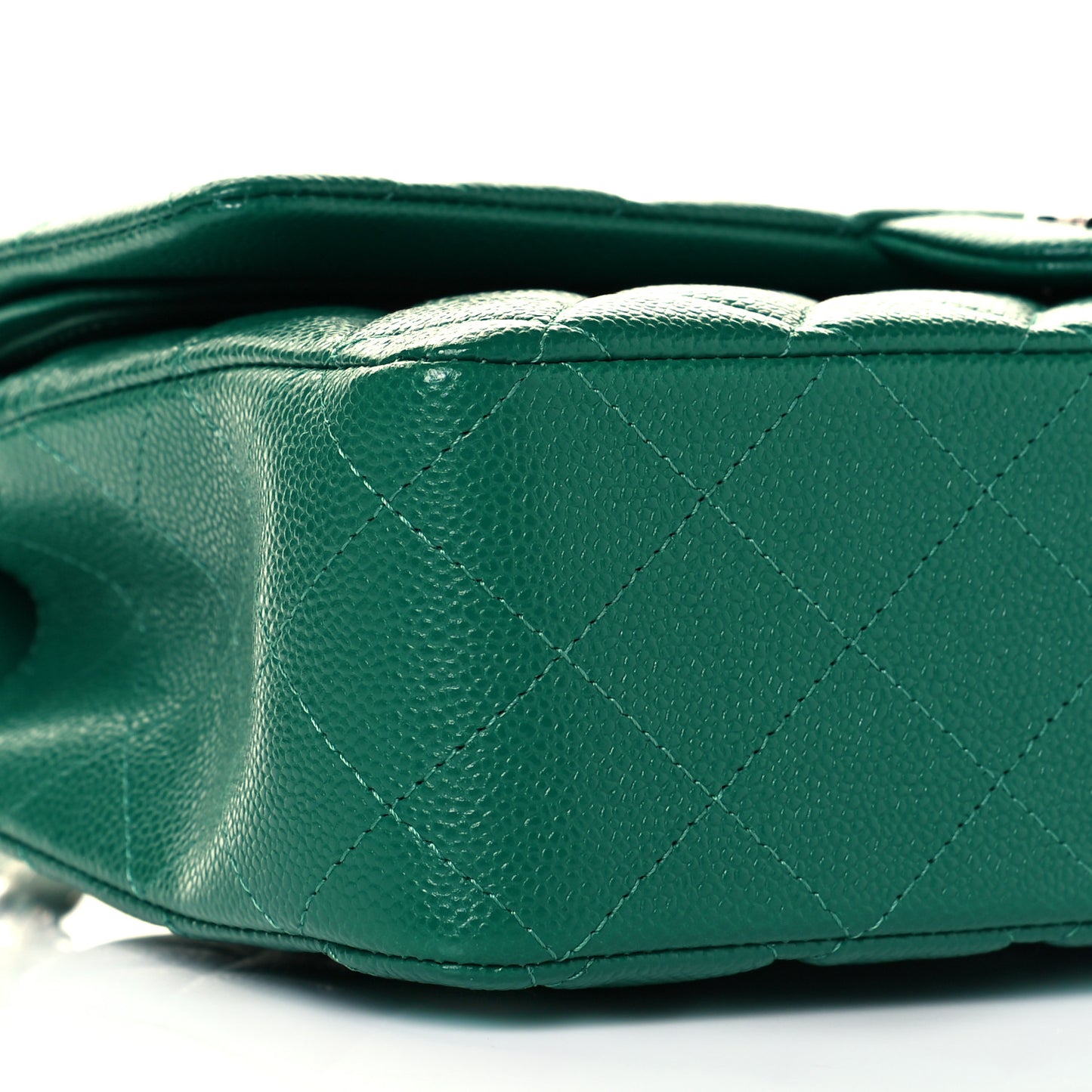 Caviar Quilted Medium Double Flap Green