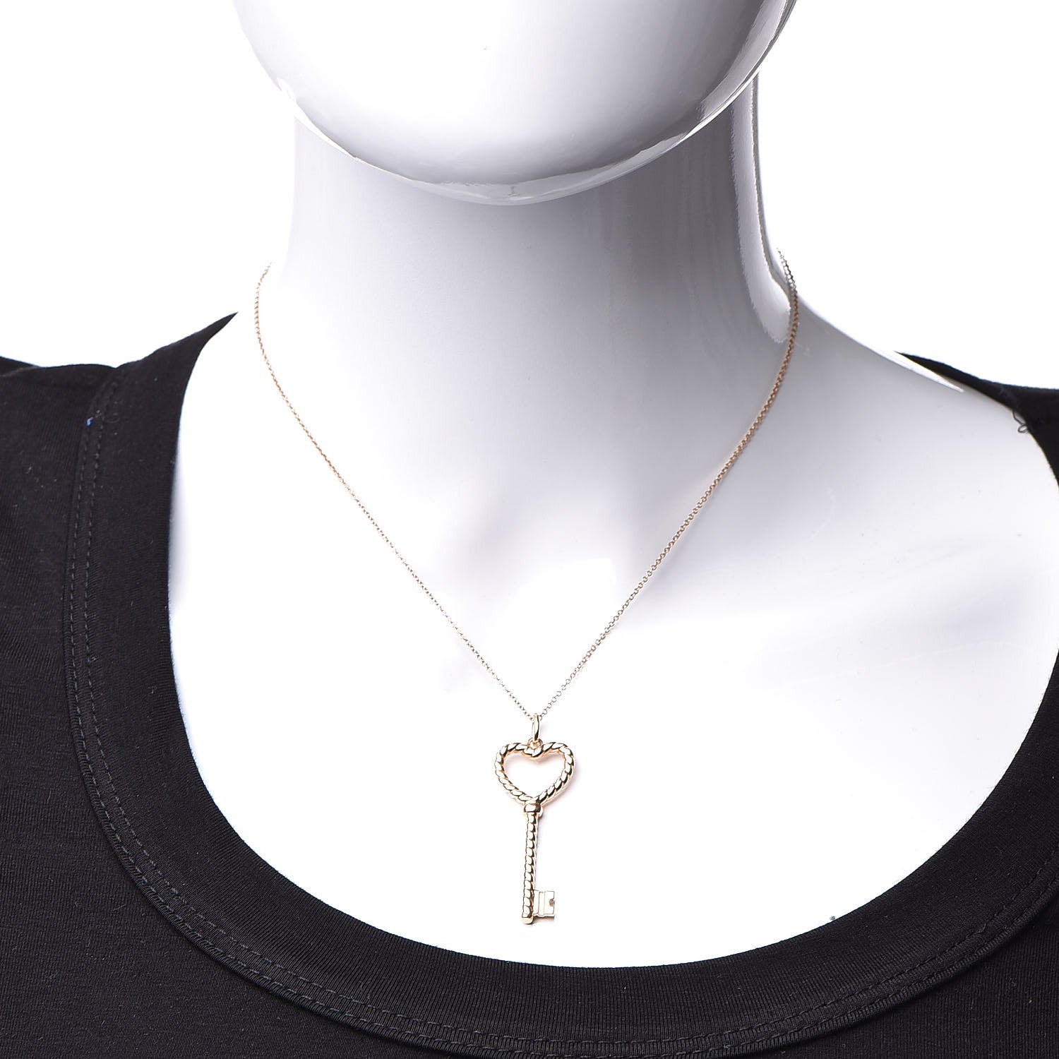 Tiffany 18K Rose Gold Twist Heart Key Pendant Necklace 2 of 7