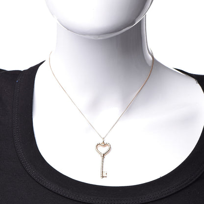 Tiffany 18K Rose Gold Twist Heart Key Pendant Necklace 2 of 7