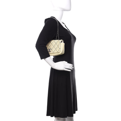 Chanel Patent Perforated Woven Flap White Black 2 of 10