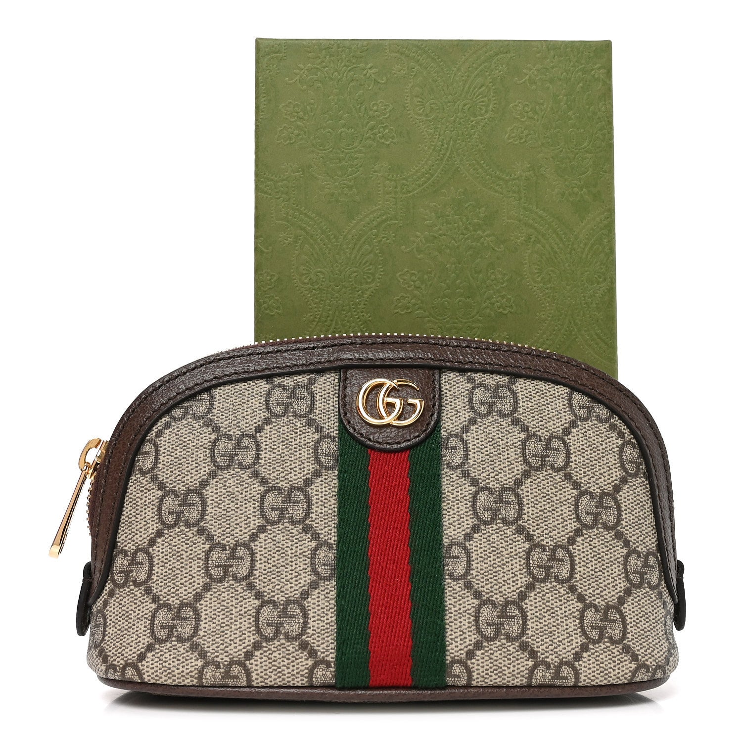 Gucci GG Supreme Monogram Textured Calfskin Web Medium Ophidia Cosmetic Case Beige Ebony New Acero 10 of 10