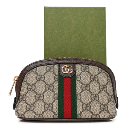 Gucci GG Supreme Monogram Textured Calfskin Web Medium Ophidia Cosmetic Case Beige Ebony New Acero 10 of 10