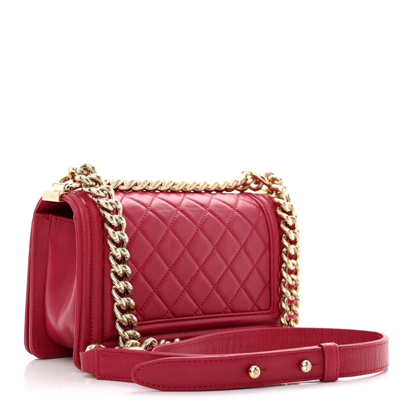 Lambskin Quilted Small Boy Flap Dark Pink