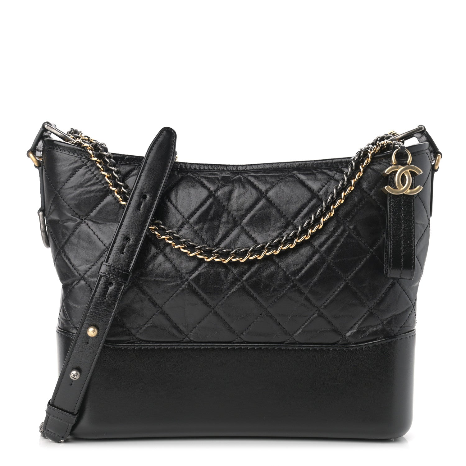 Chanel Aged Calfskin Quilted Medium Gabrielle Hobo Black 1 of 11
