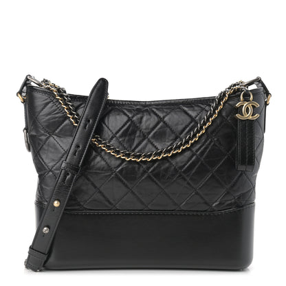 Chanel Aged Calfskin Quilted Medium Gabrielle Hobo Black 1 of 11