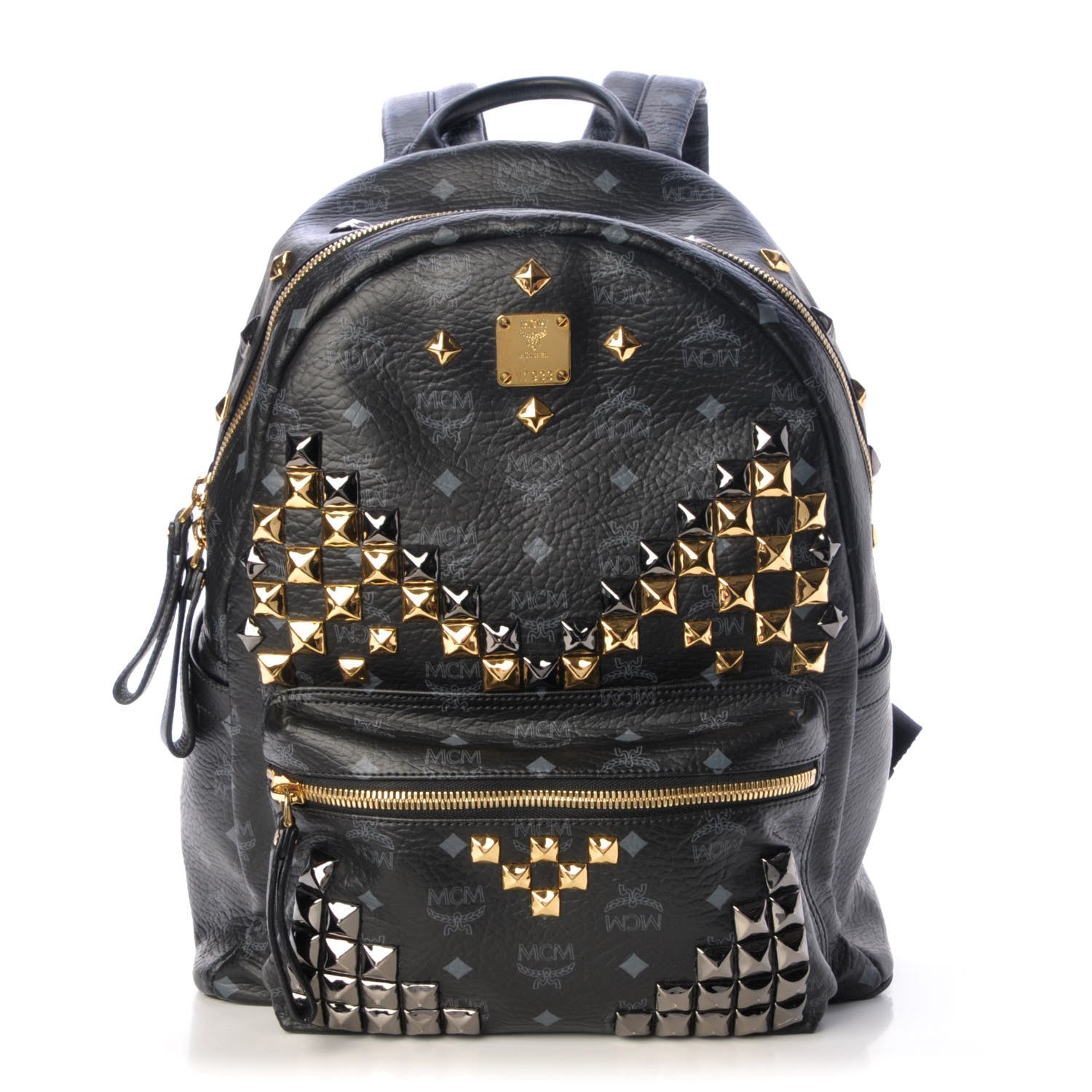 MCM Visetos Studded Medium Stark M Backpack Black 1 of 10
