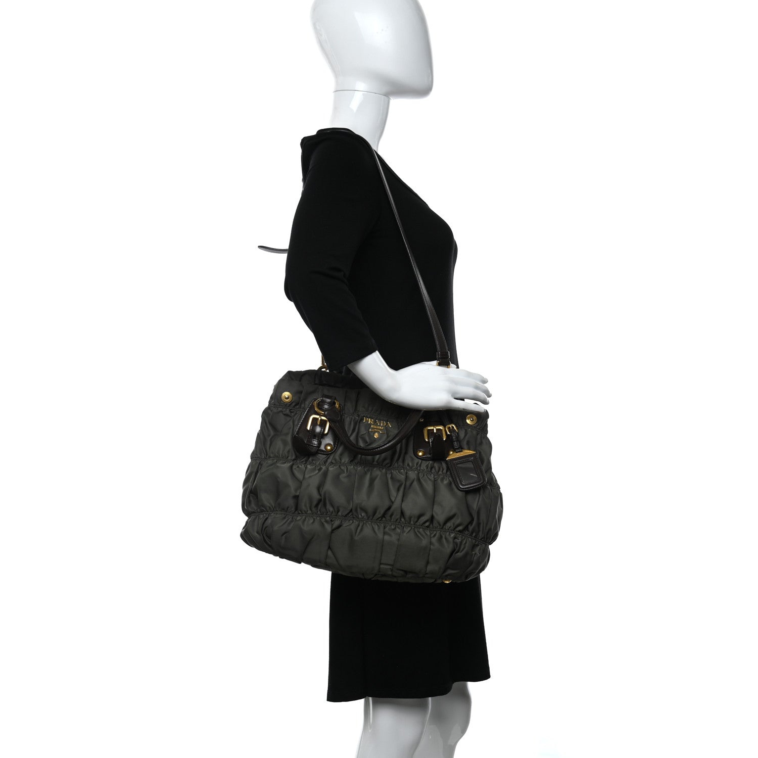 Prada Tessuto Nylon Gaufre Tote Fumo 2 of 16