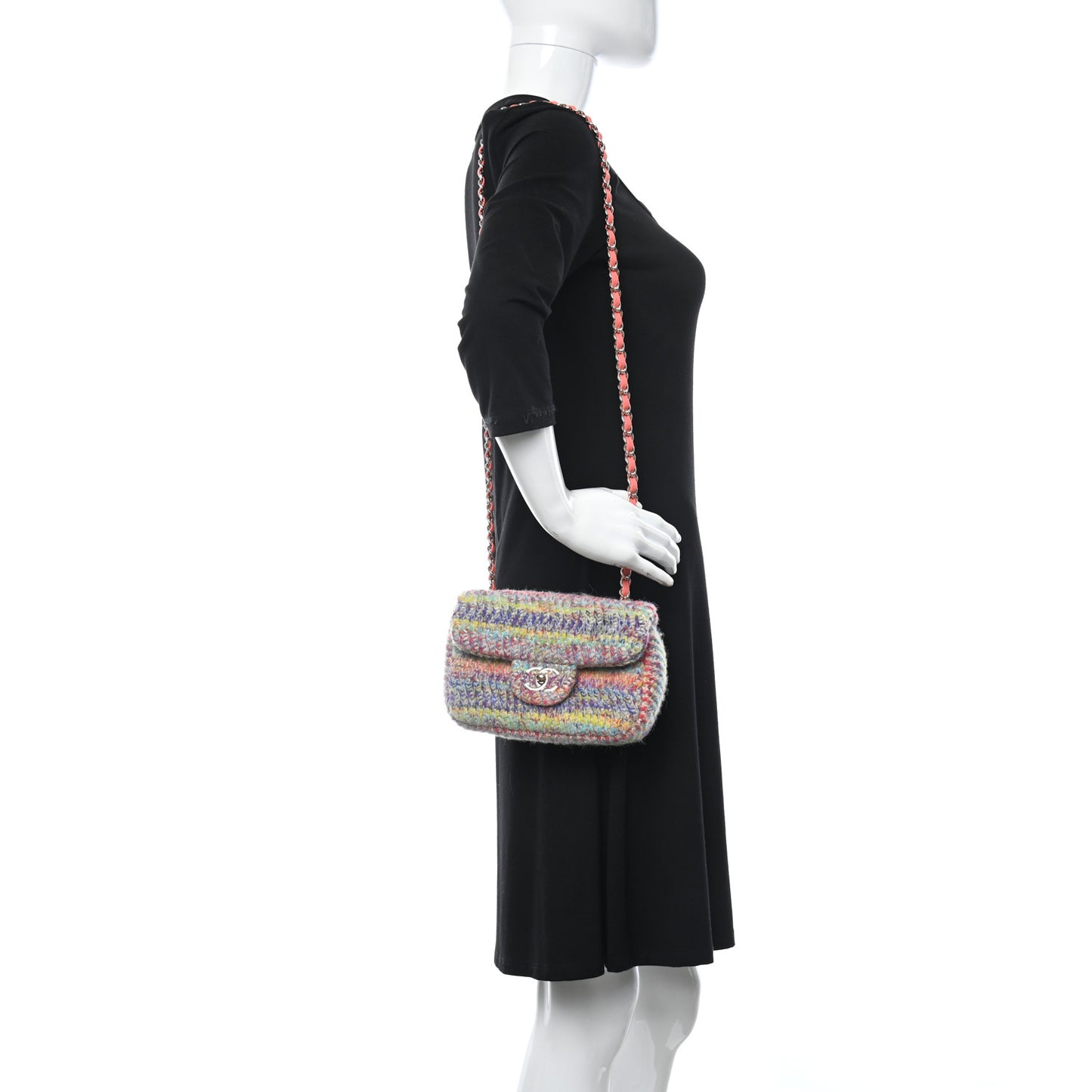 Knit Mini Rectangular Flap Orange Multicolor