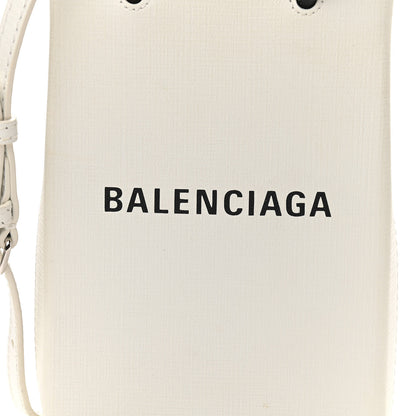 Balenciaga Squared Calfskin Logo Shopping Phone Holder Bag White 7 of 14